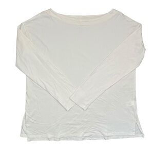 J. Jill Luxe Supima Boat Neck Tee 3/4 Sleeve Women's Size S Petite Ivory